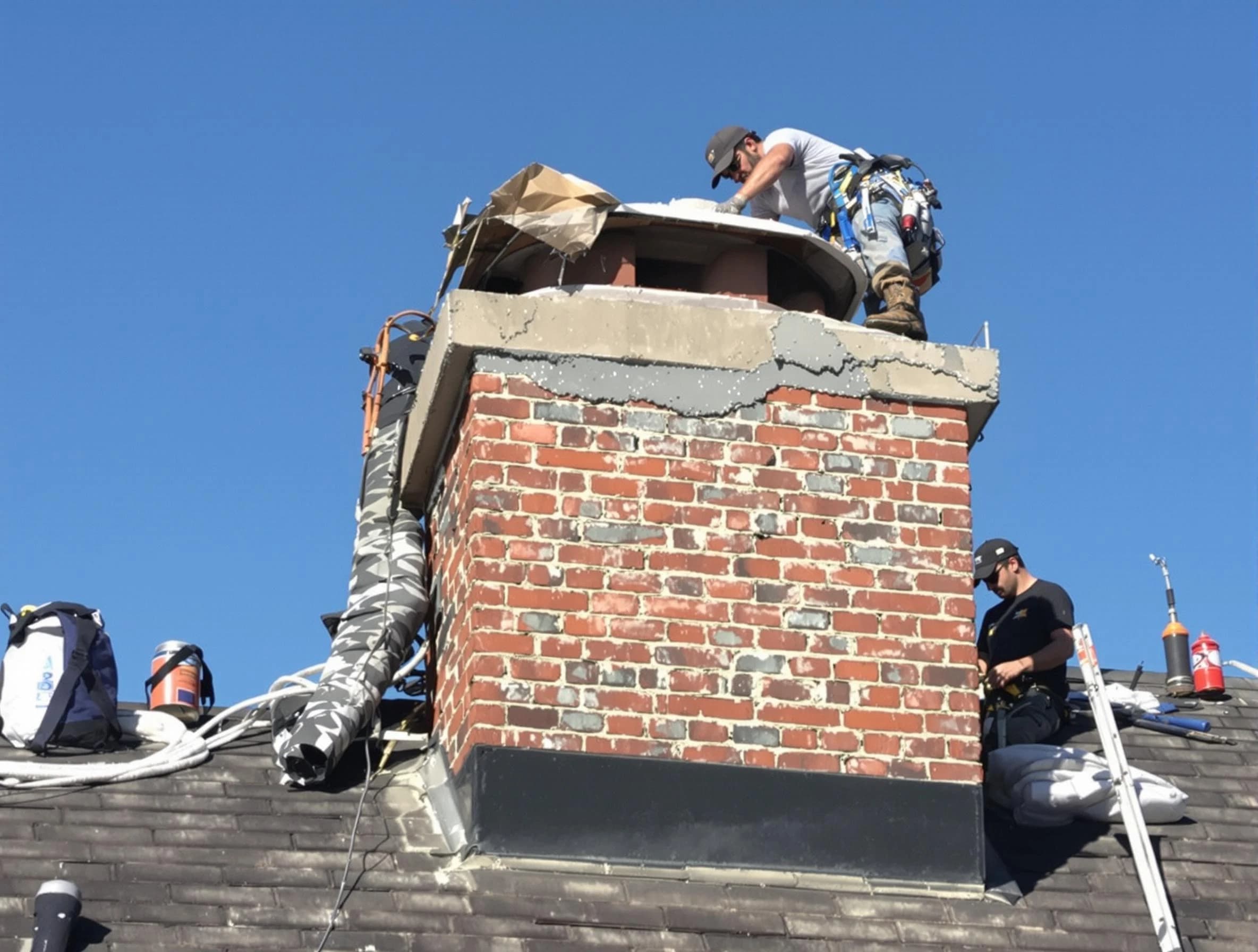 Hanceville Chimney Sweep installing a custom chimney crown in Hanceville, AL