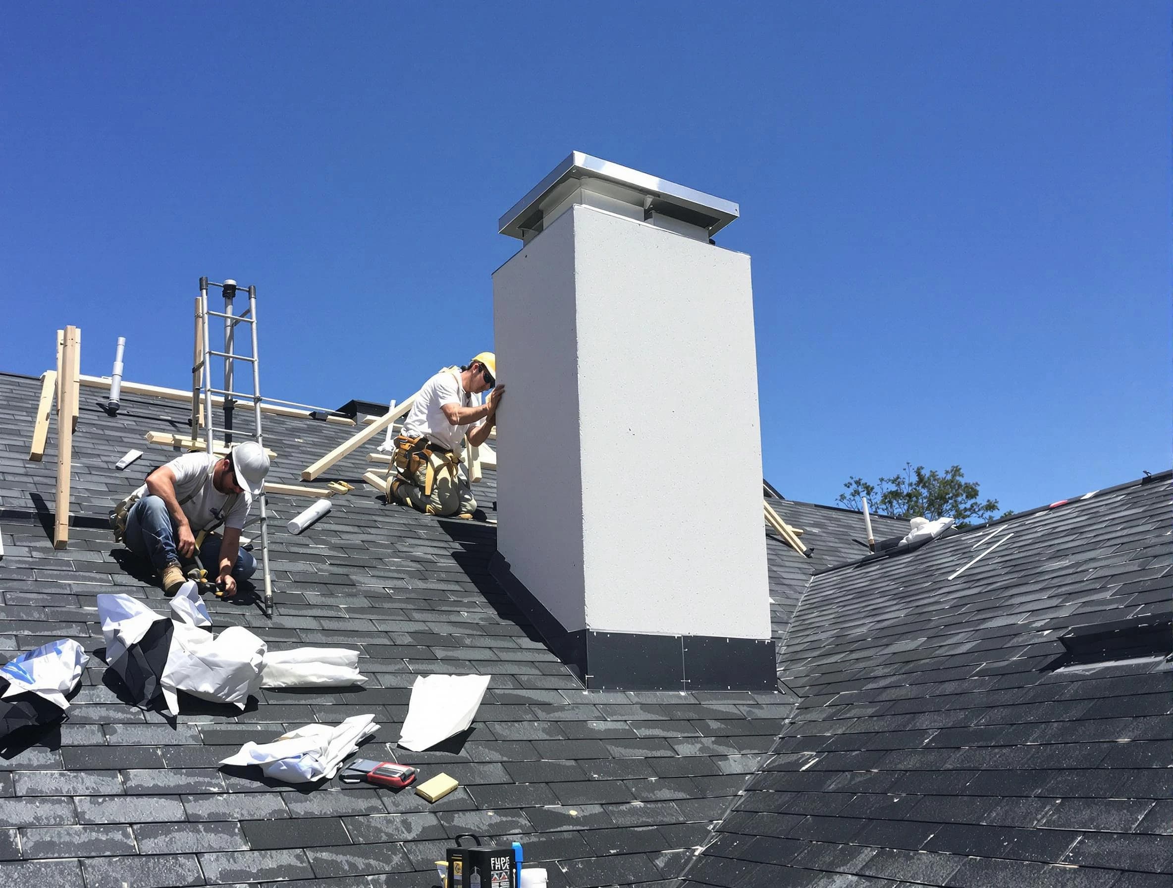 Hanceville Chimney Sweep crew installing a new chimney in Hanceville, AL