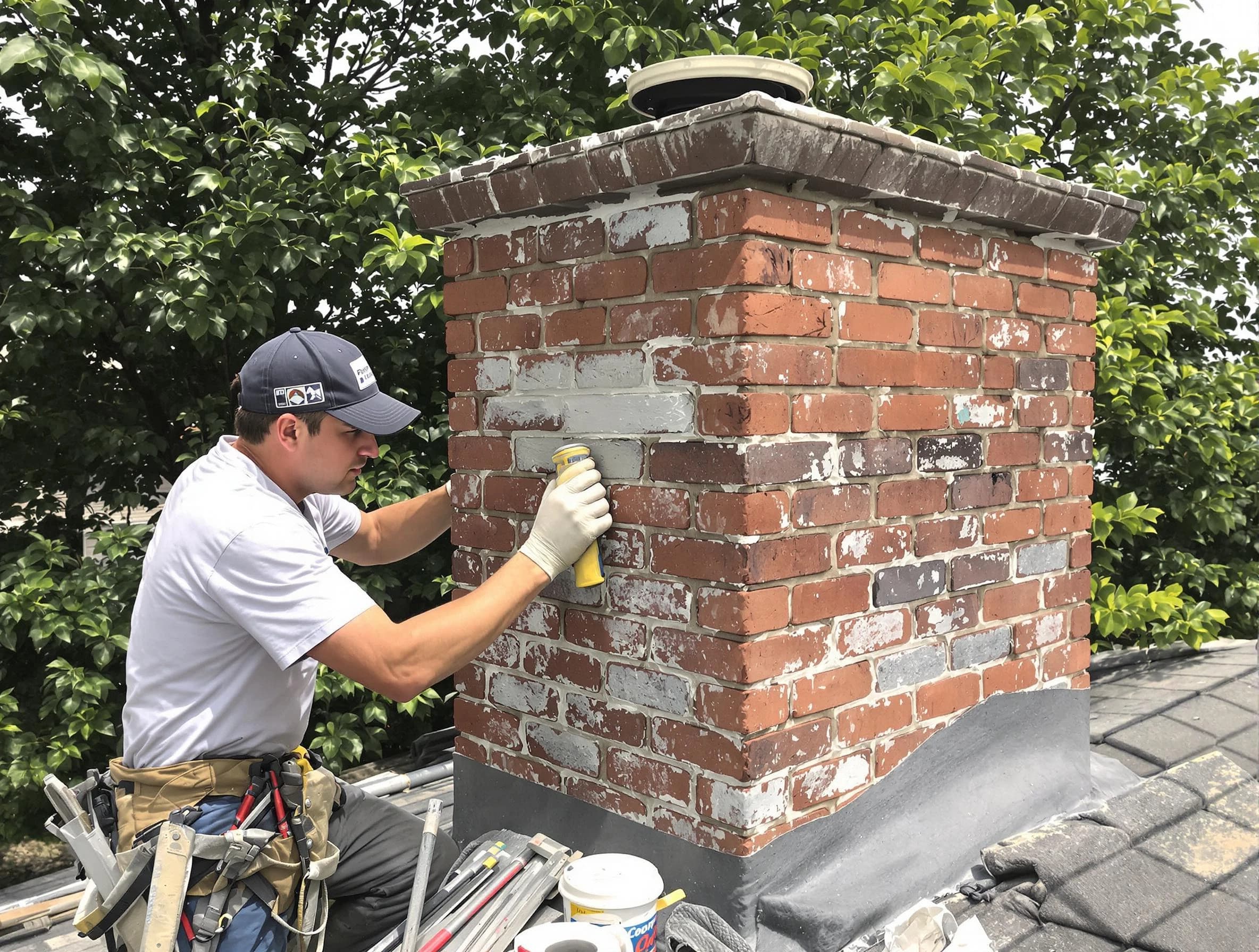 Hanceville Chimney Sweep restoring an aging chimney in Hanceville, AL