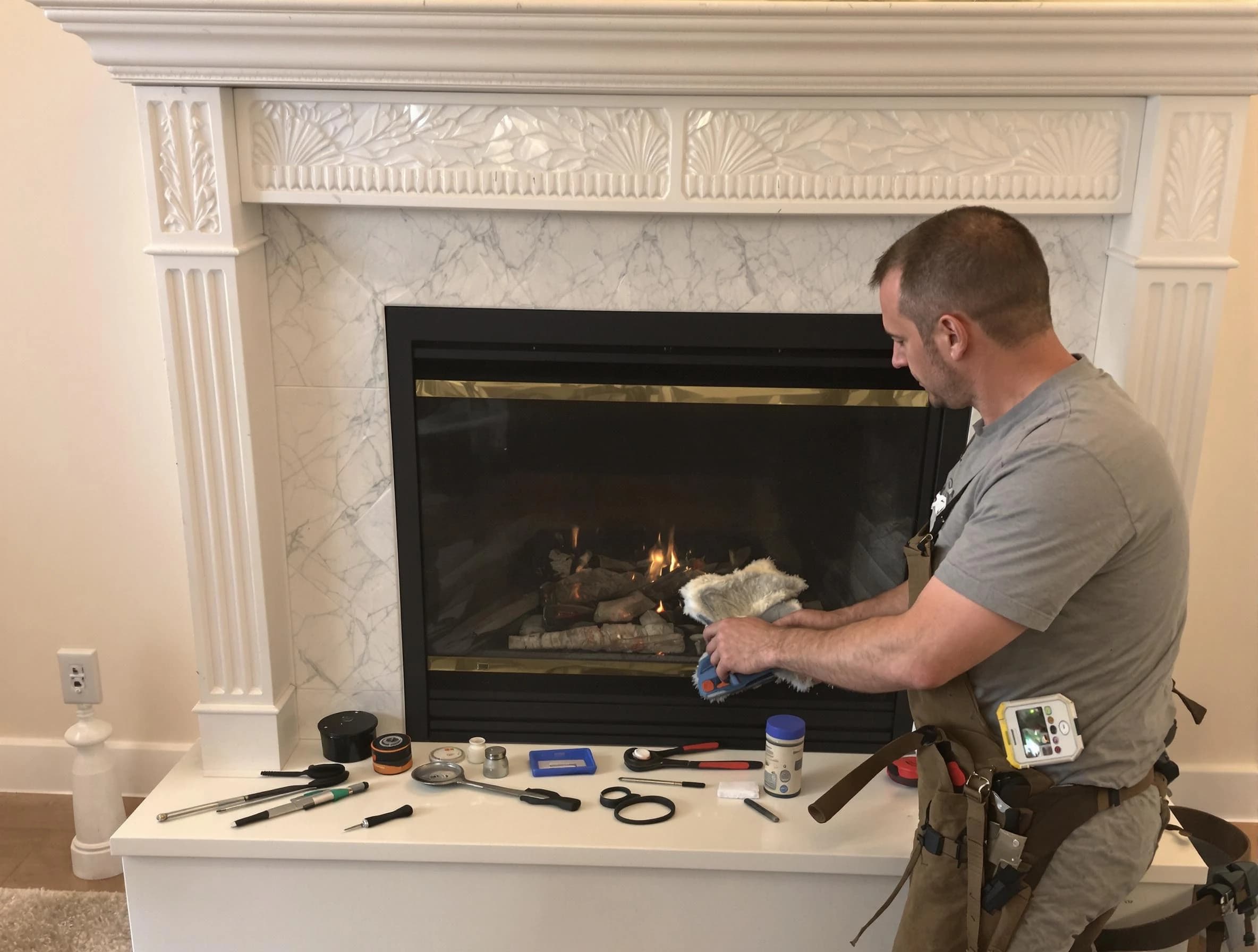 Hanceville Chimney Sweep performing fireplace maintenance in Hanceville, AL