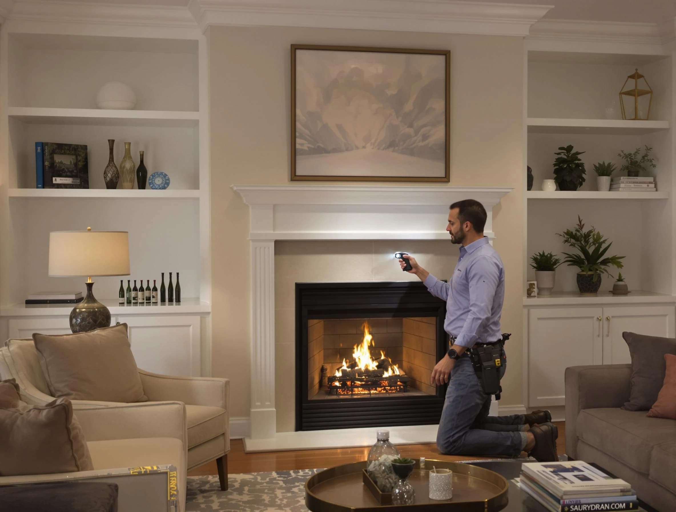 Hanceville Chimney Sweep conducting a fireplace safety inspection in Hanceville, AL