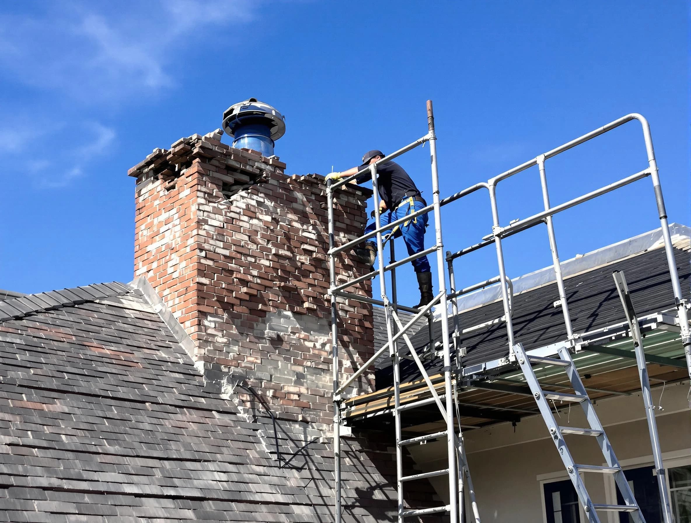 Rebuilding a chimney structure by Hanceville Chimney Sweep in Hanceville, AL
