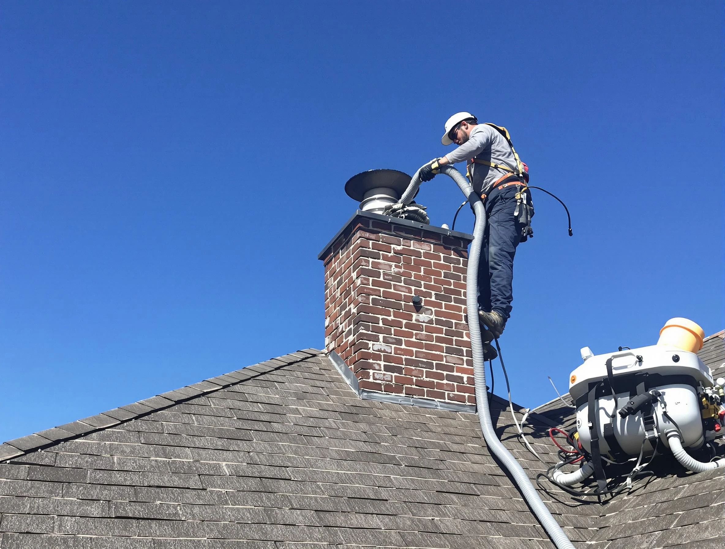 Dedicated Hanceville Chimney Sweep team member cleaning a chimney in Hanceville, AL
