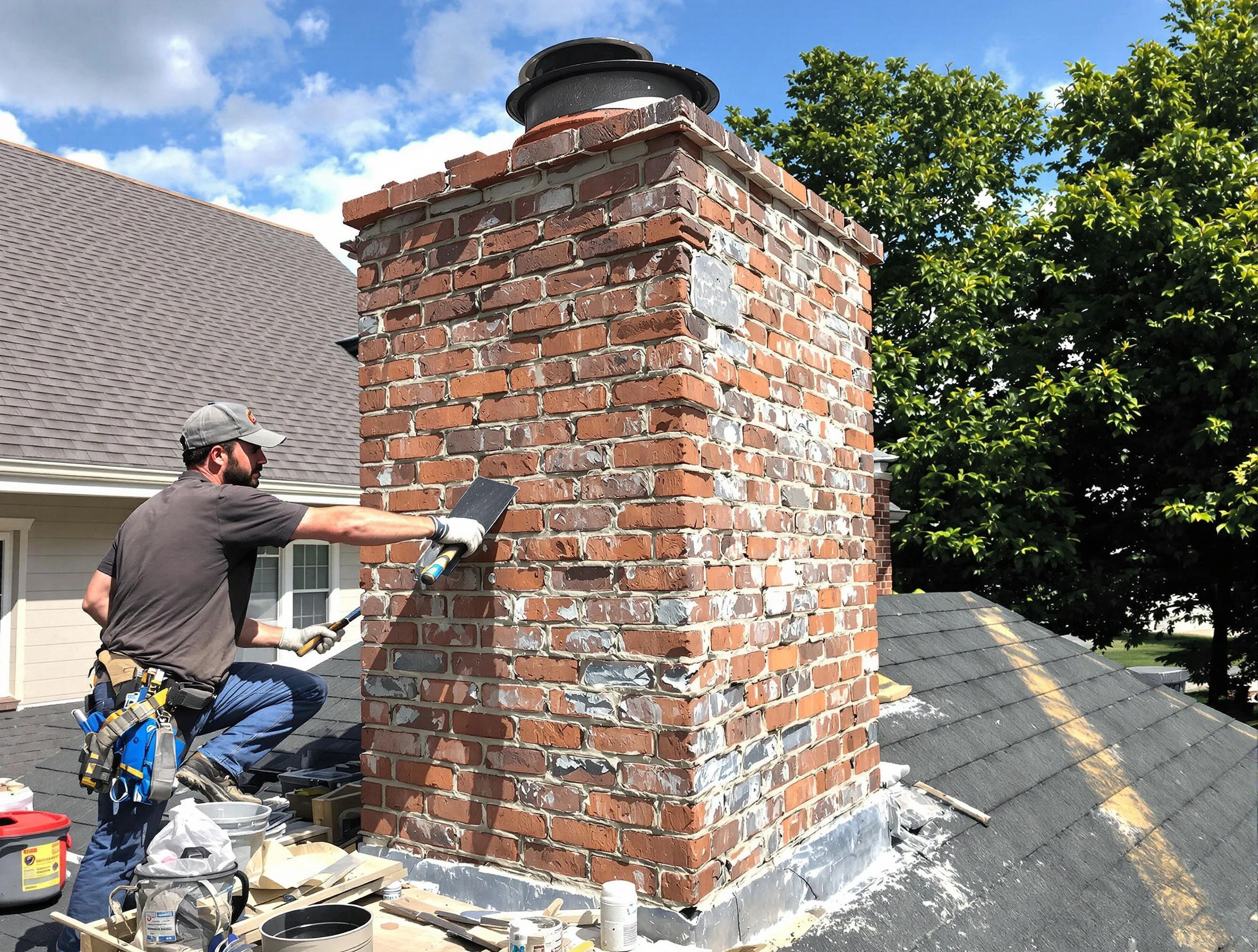 Completed chimney rebuild by Hanceville Chimney Sweep in Hanceville, AL