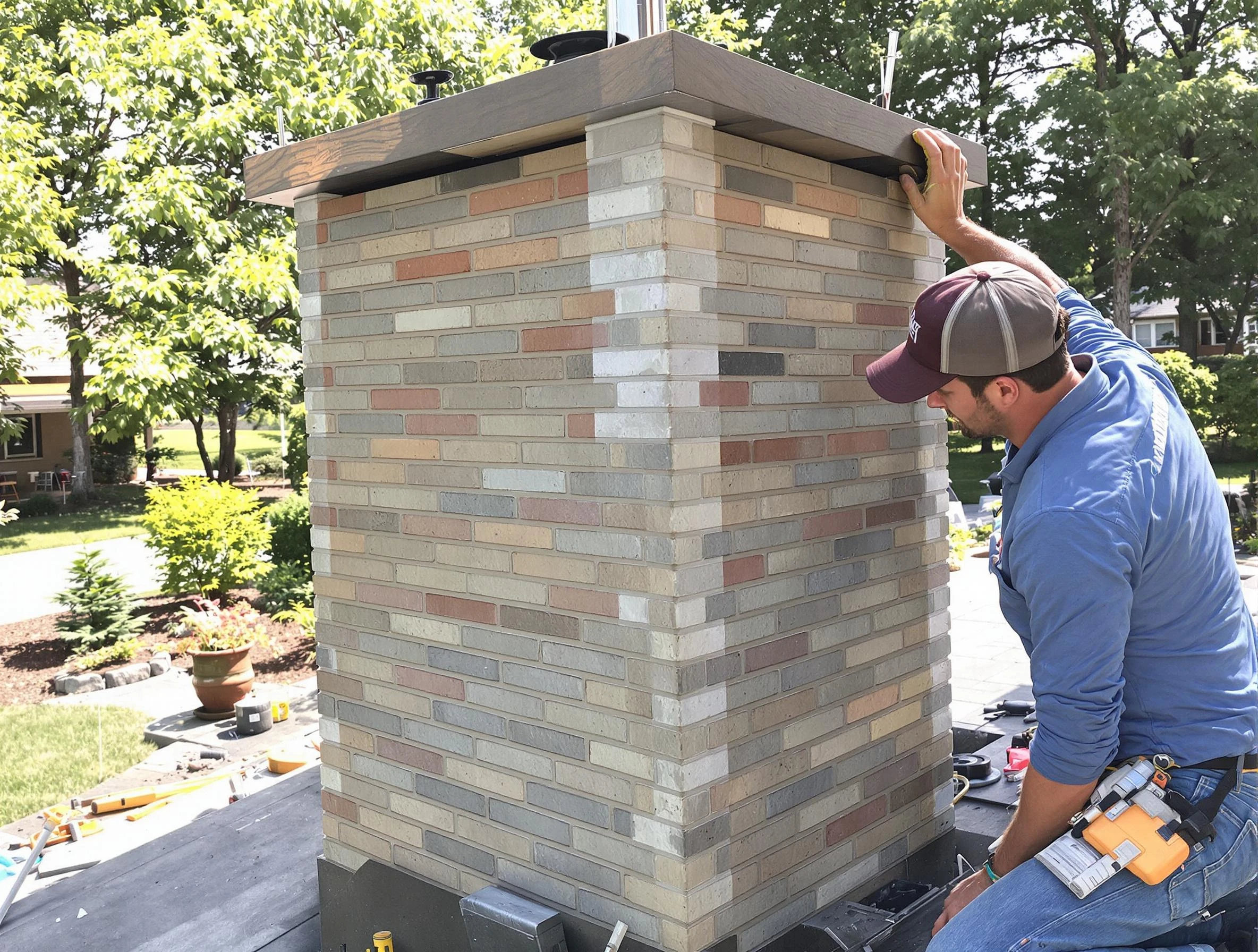 Hanceville Chimney Sweep completing a modern chimney remodel in Hanceville, AL